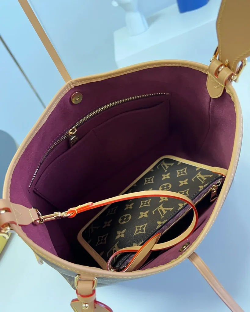 Brown Monogram Bow Shoulder Bag — interior view