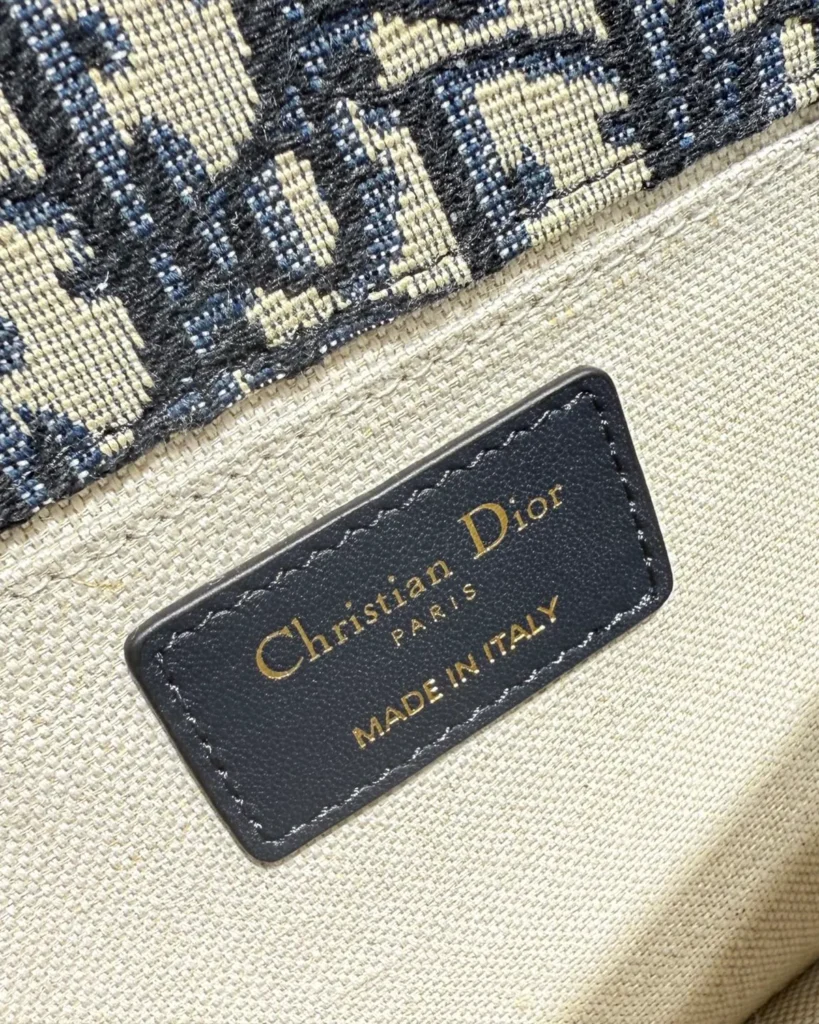 Navy Monogram Saddle Shoulder Bag — interior label view