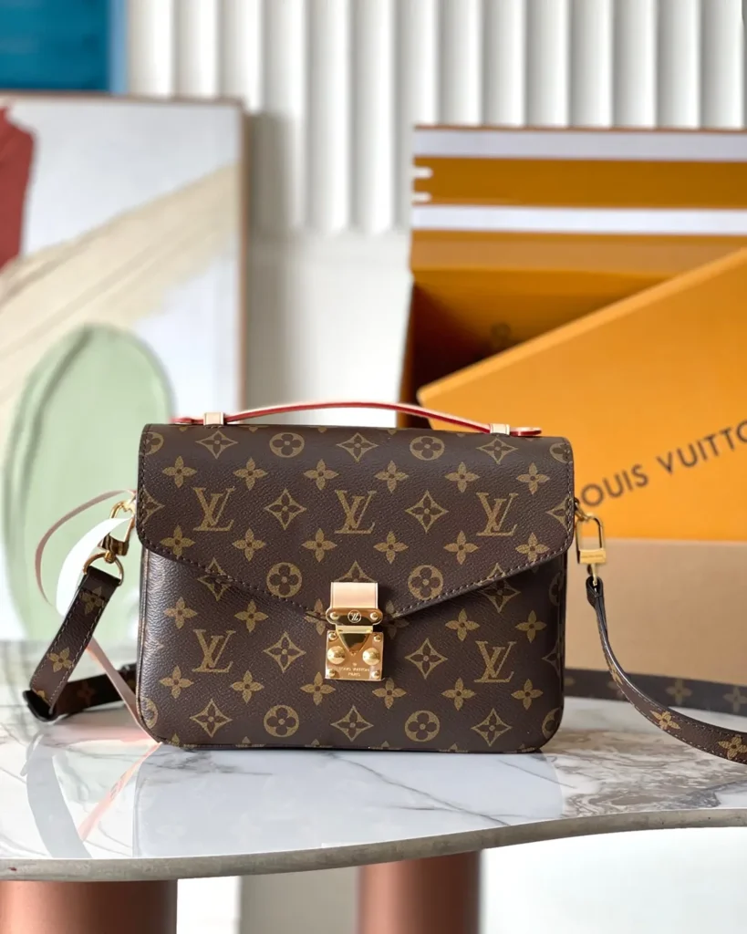 Brown Monogram Flap Satchel — front view