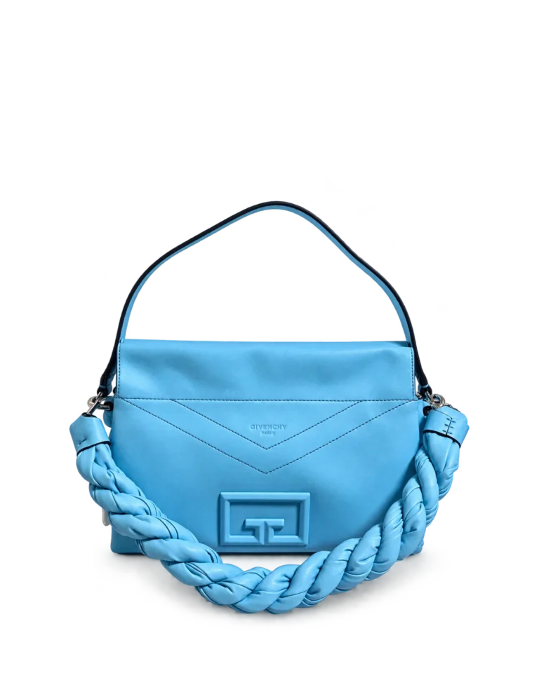 Blue Braided-Handle Flap Bag — main view