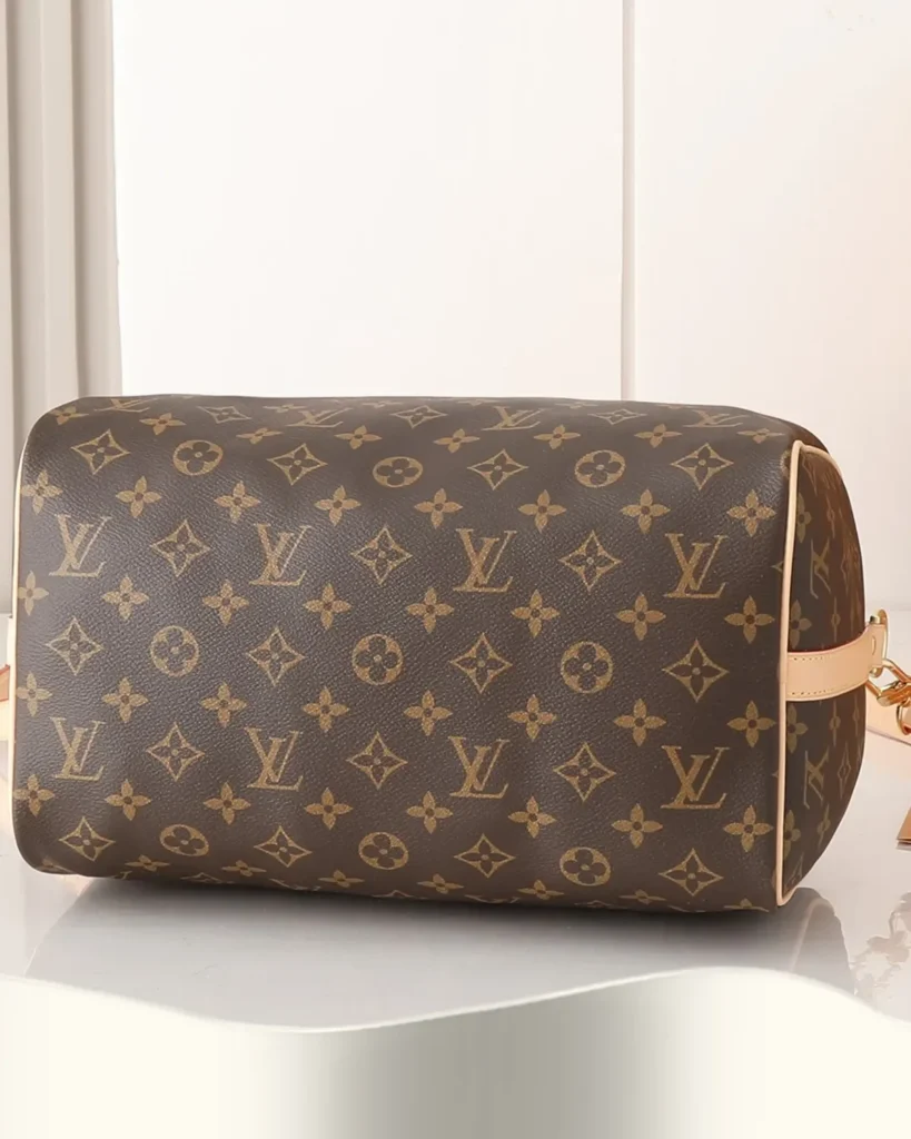 Brown Monogram Speedy-Inspired Boston Bag — base view