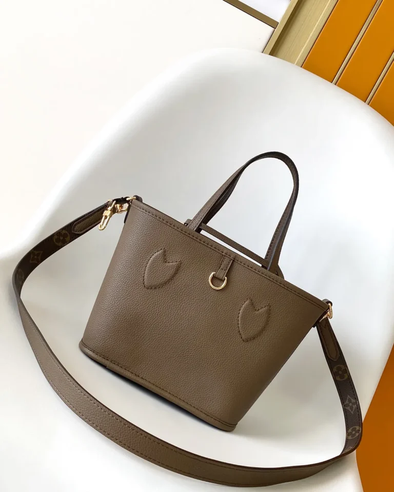 Brown and Taupe Monogram Mini Tote with Detachable Pouch