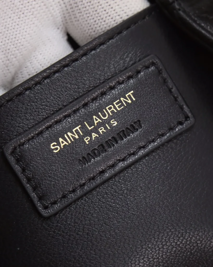 Black Diamond-Quilted Chain Flap Bag — label detail view