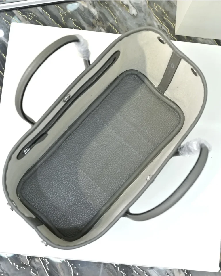 Garden Party-Inspired 30 Grey Canvas Tote, interior view