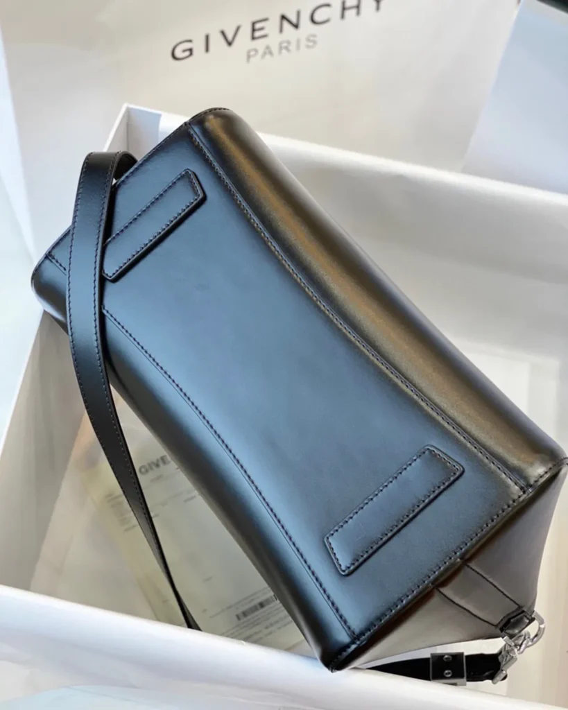 Black Architectural Top Handle Bag — base view