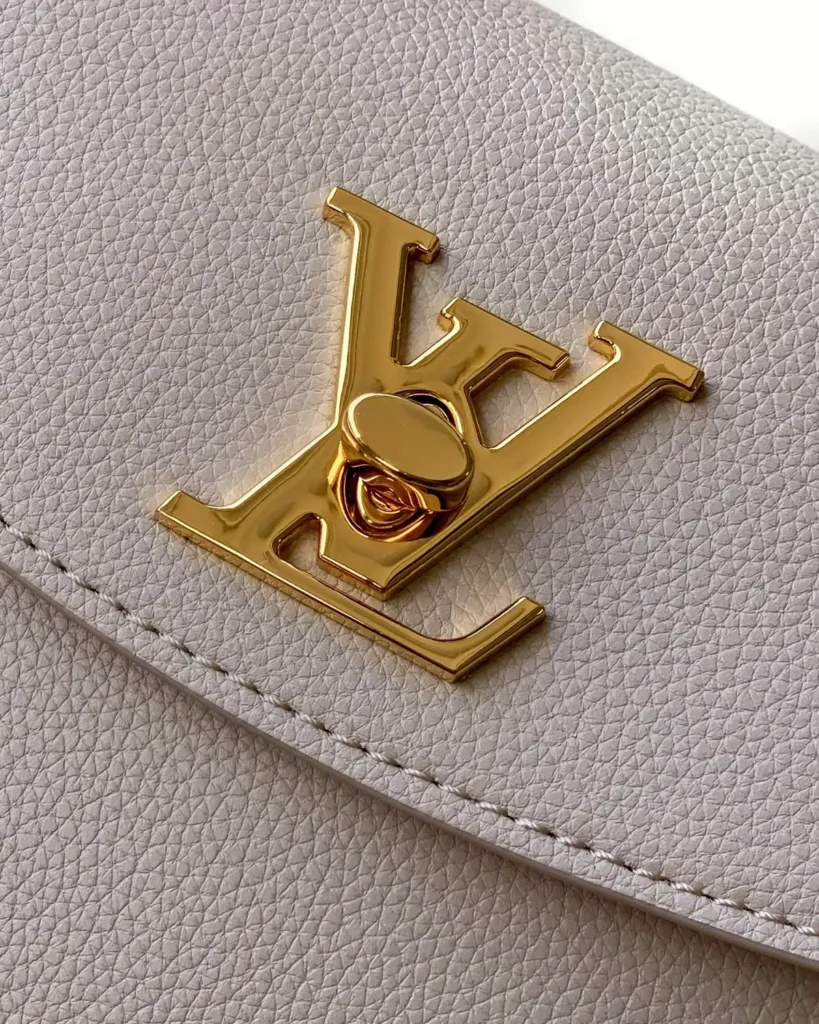 Greige Lockme Ever-Inspired Mini Handbag — clasp detail view