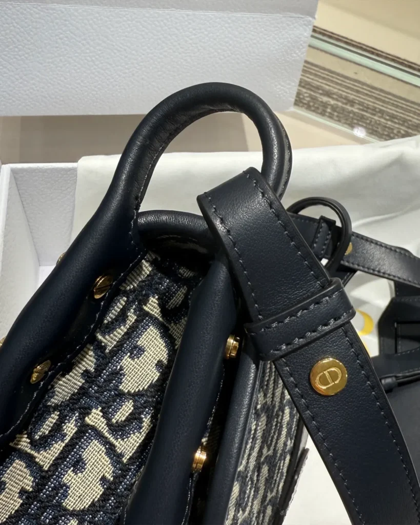 Navy Monogram Saddle Shoulder Bag — strap ring view