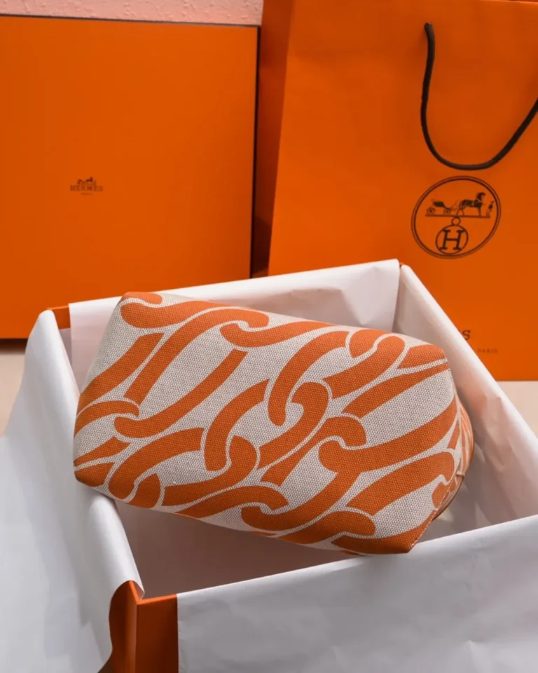 Steeple-Inspired Orange Patterned Canvas Tote, base view