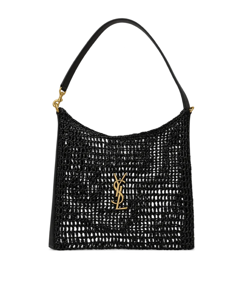 Black Open-Mesh Shoulder Bag — upright front view