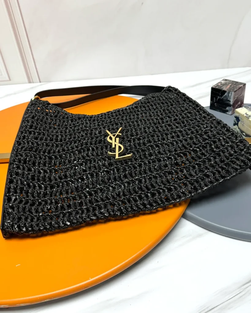 Black Open-Mesh Shoulder Bag — laid flat view