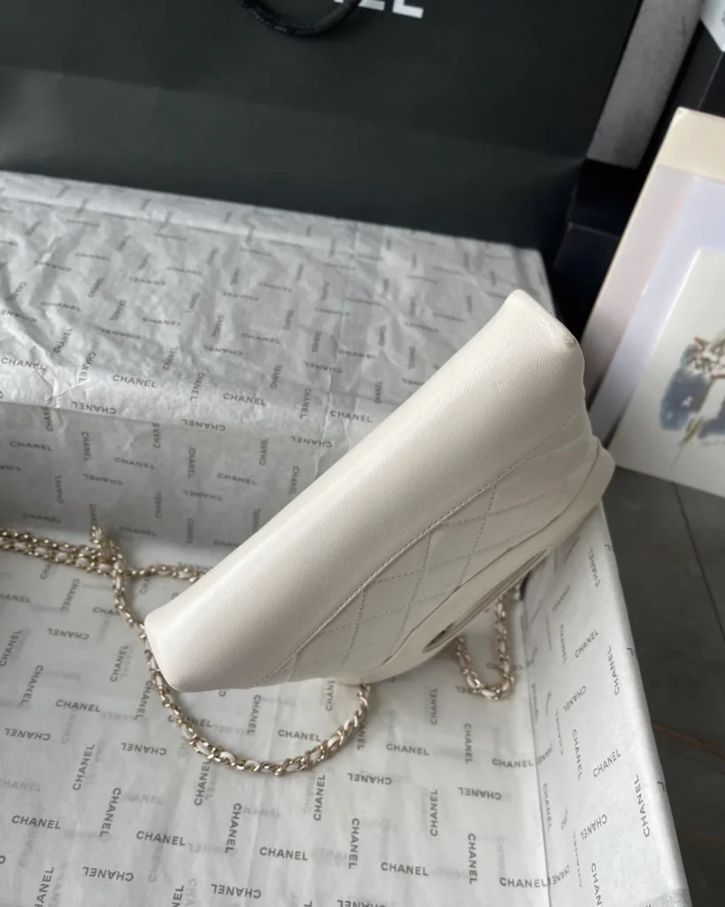Ivory Quilted Cutout-Handle Tote — base view