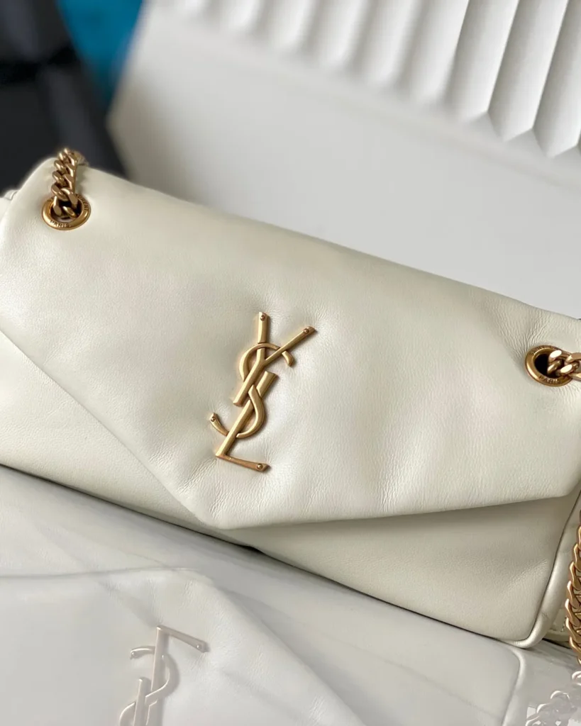 Ivory Padded Envelope Chain Bag — flap detail view