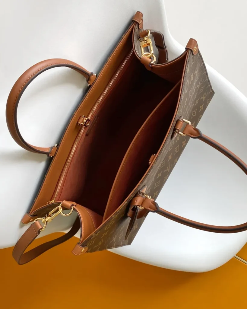 Brown Monogram Tall Tote — interior view