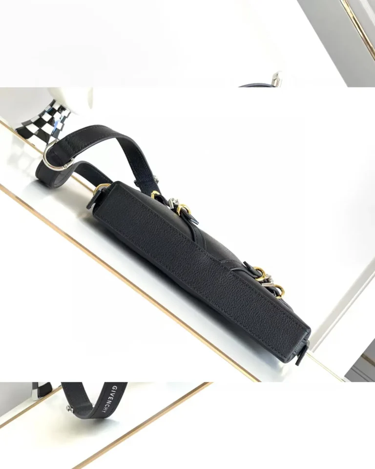 Black Draped-Top Buckle Shoulder Bag — base