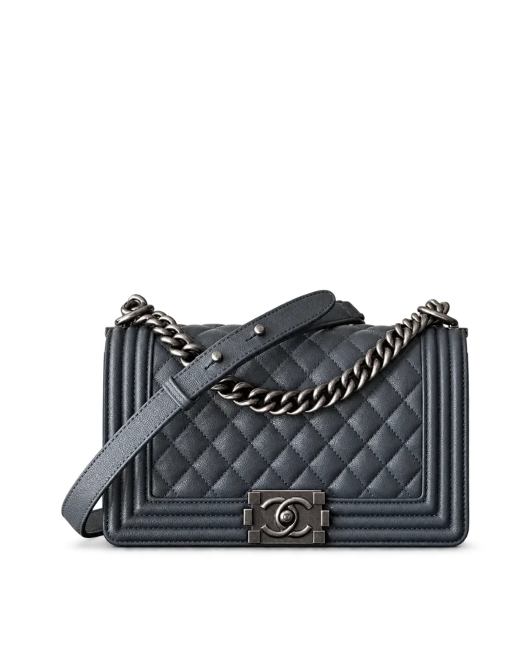 Charcoal Quilted Frame Flap Chain Bag — main view