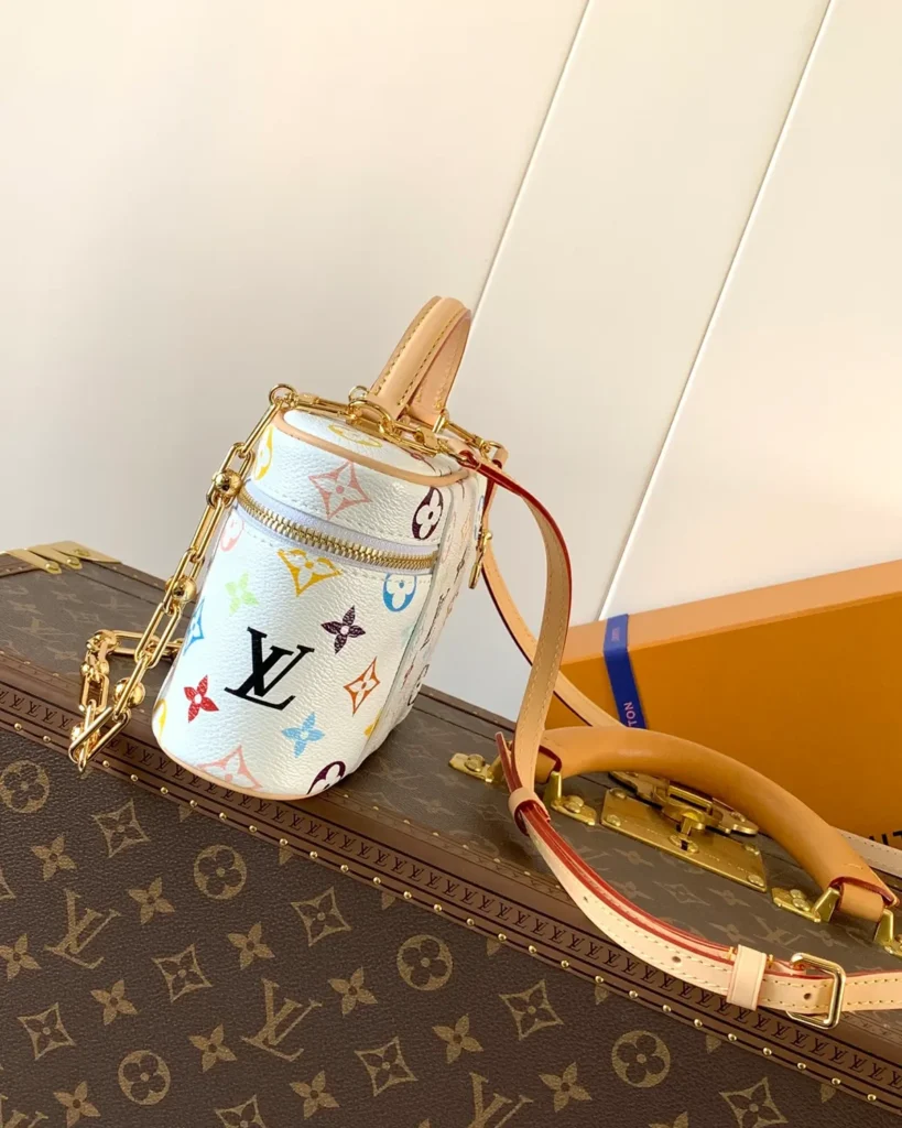 White Multicolor Monogram Vanity Bag — side view