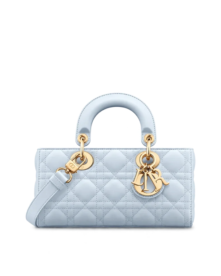 Pale Blue Horizontal Quilted Top Handle Bag — main view
