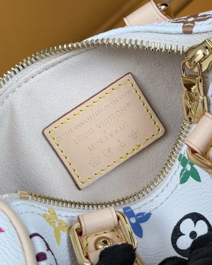 White Multicolor Nano Speedy-Inspired Mini Bag — interior view