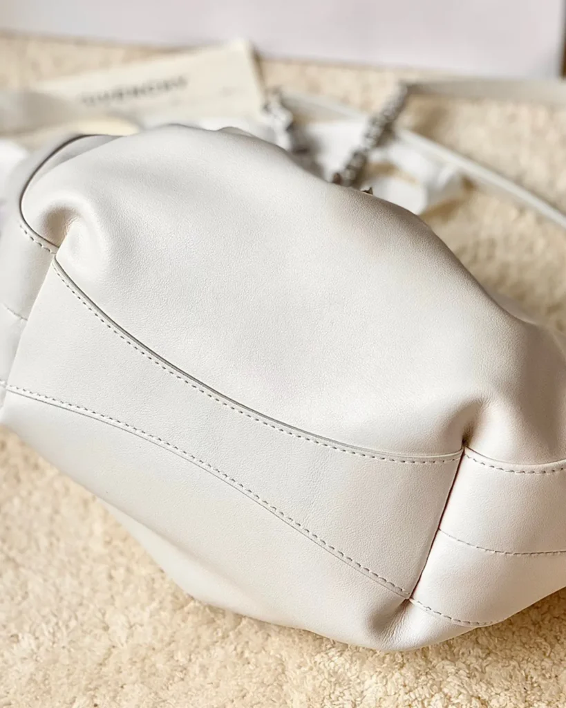 Ivory Ruched Chain Pouch — base