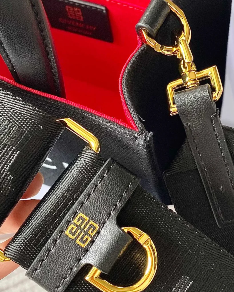 Black Logo Box Shopper — strap hardware