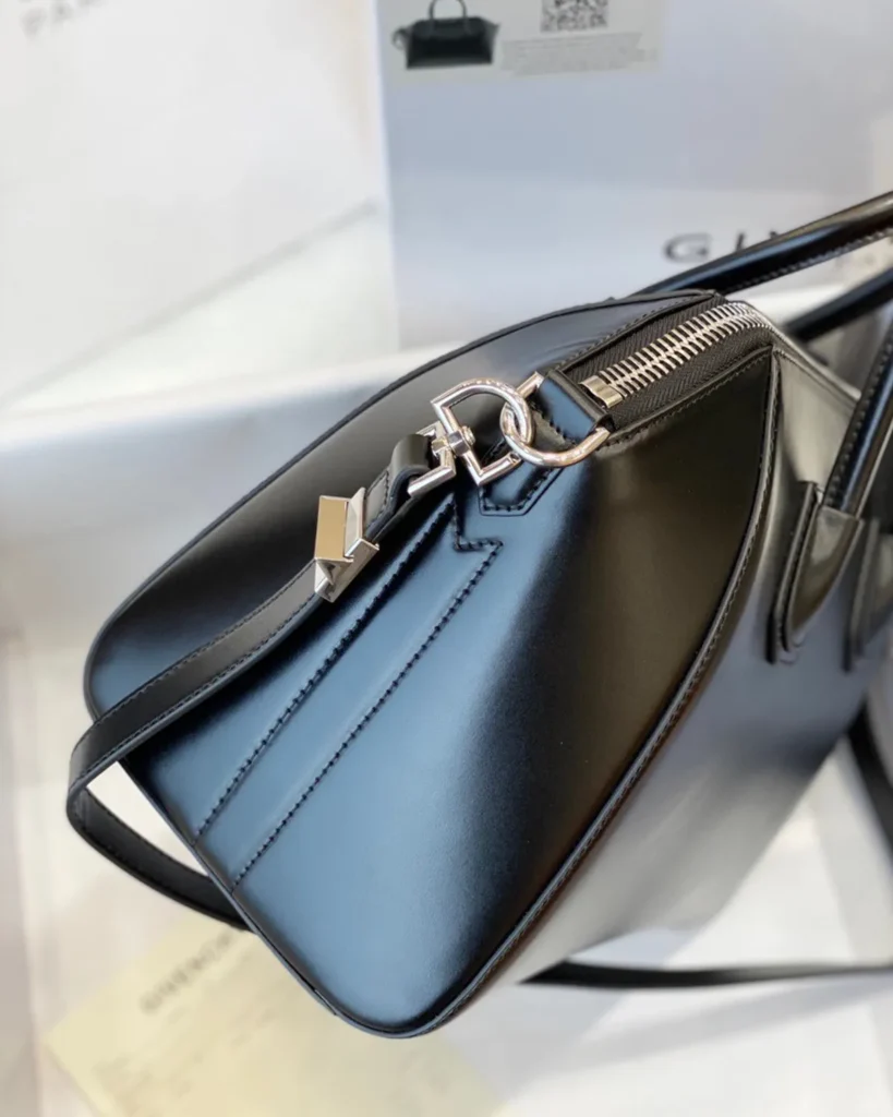 Black Architectural Top Handle Bag — side view