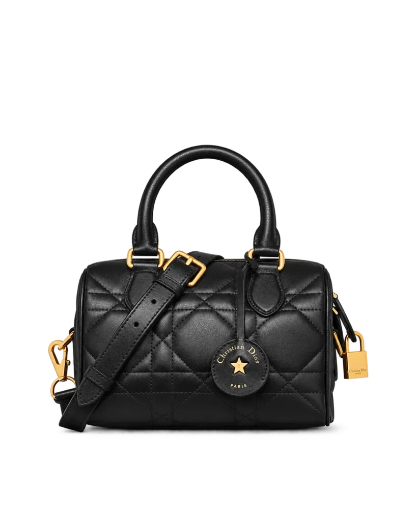 Black Quilted Star Charm Boston Bag — main view