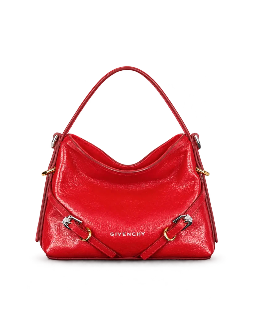 Glossy Red Buckle Shoulder Bag — main view