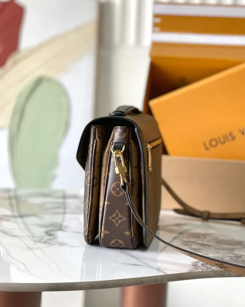 Two-Tone Monogram Envelope Satchel — side view