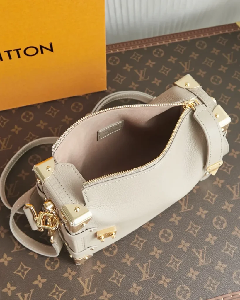 Taupe Corner-Plate Shoulder Bag — interior view