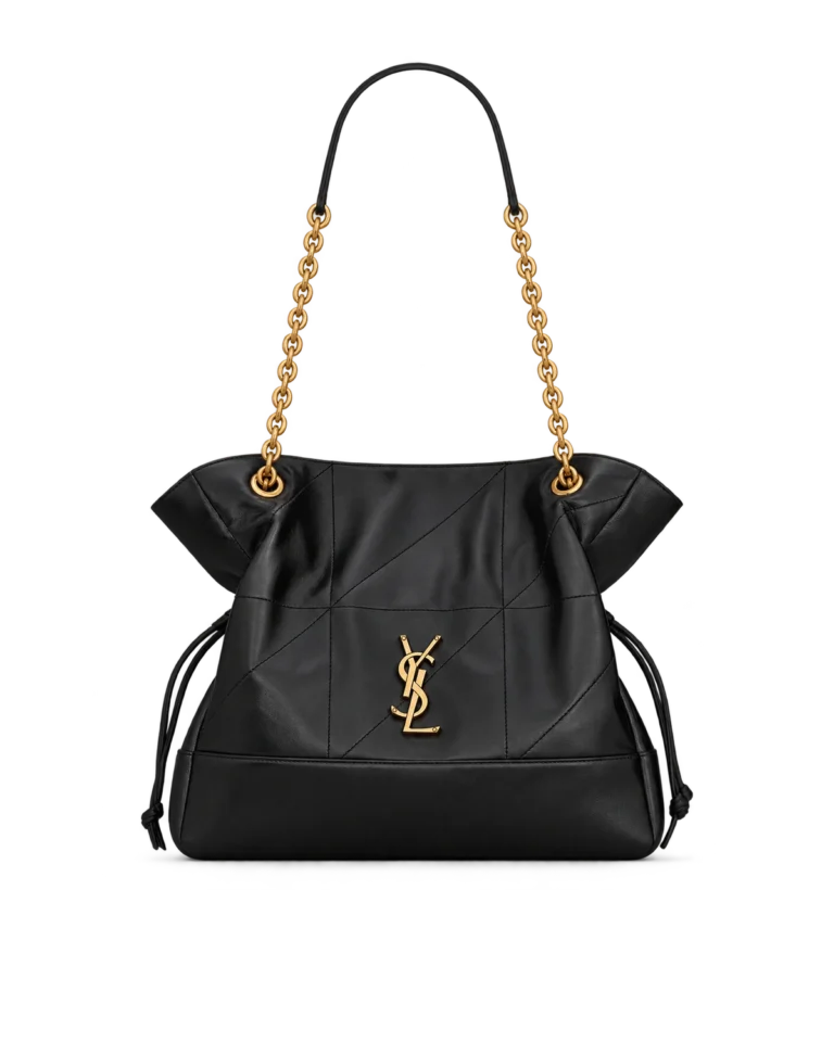 Black Geometric Side-Tie Shopper — upright front view