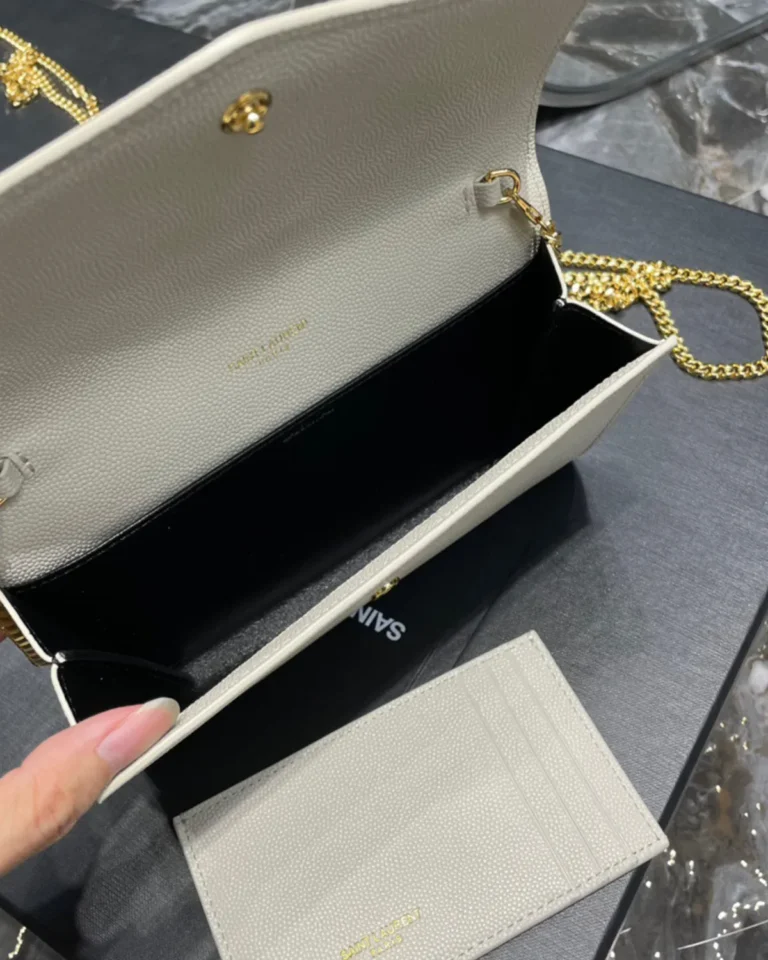Cream Envelope Chain Wallet — interior view