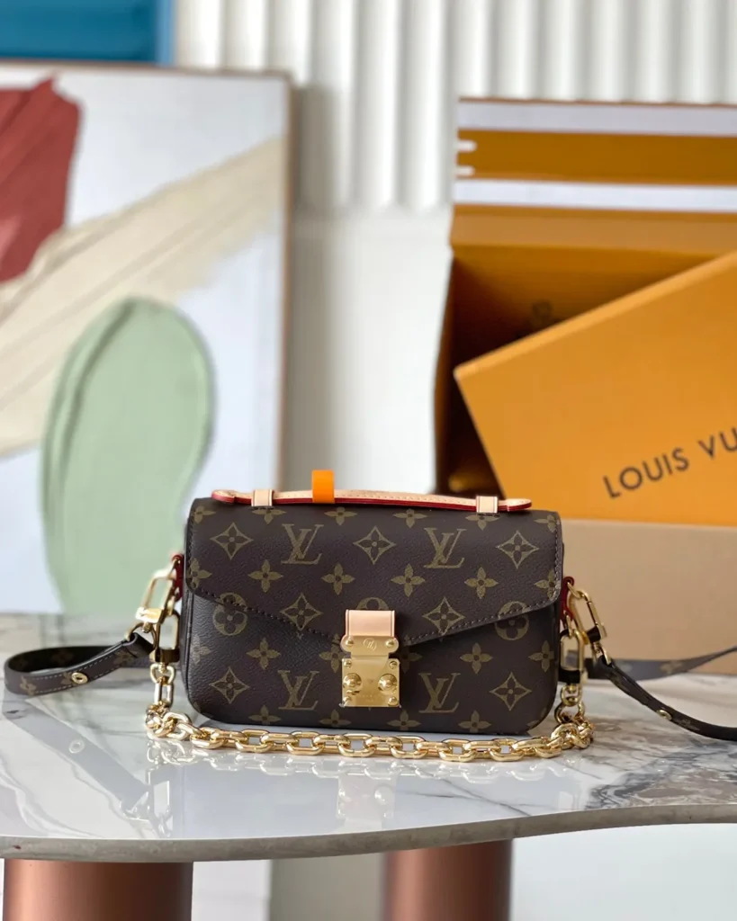 Brown Monogram East West Chain Satchel — front view