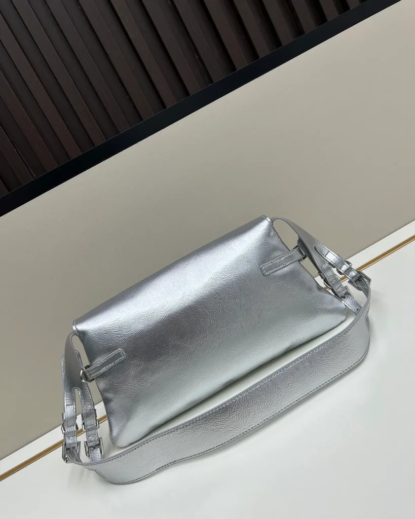 Silver Metallic Buckle Shoulder Bag — rear