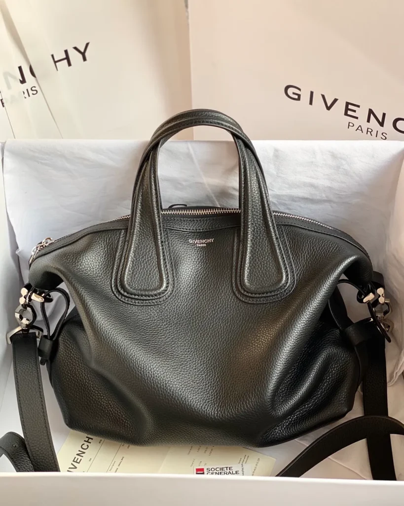 Black Rounded Twin-Handle Satchel — front styled