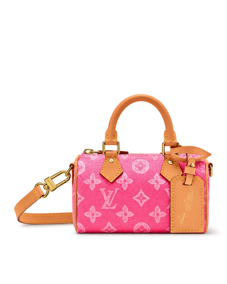Pink Monogram Mini Duffle Bag — upright front view