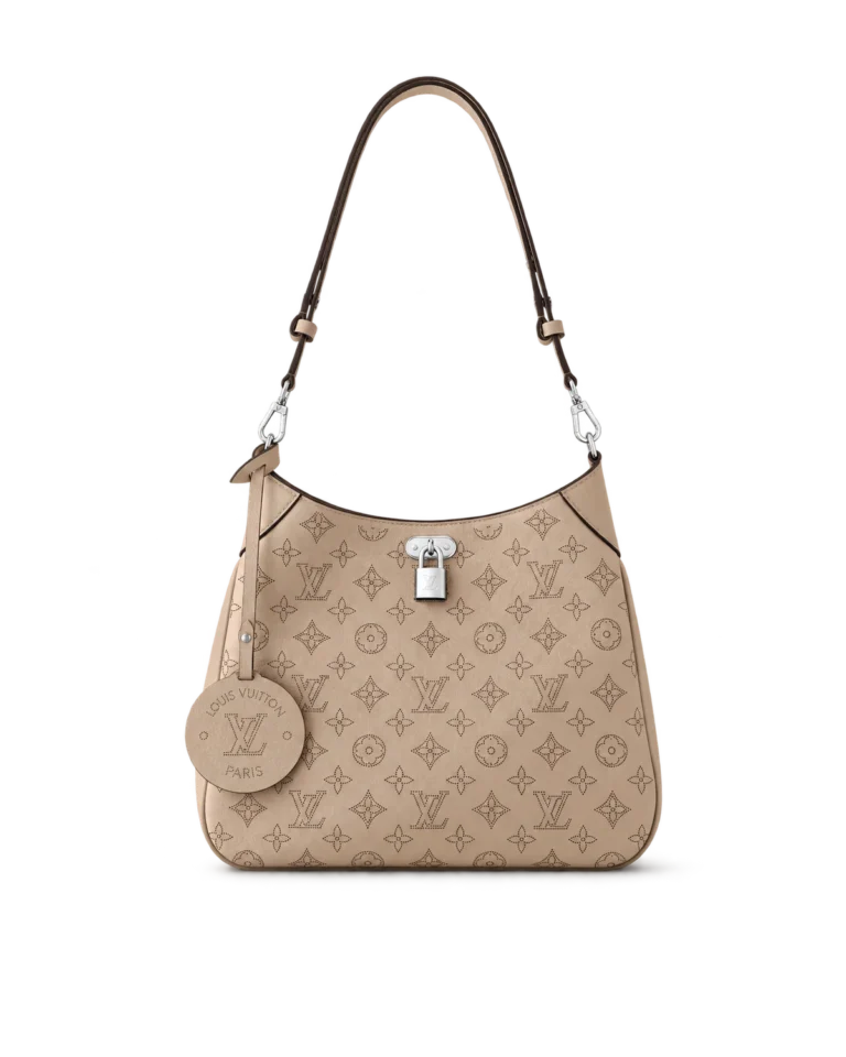 Taupe Perforated Monogram Shoulder Bag — upright front view