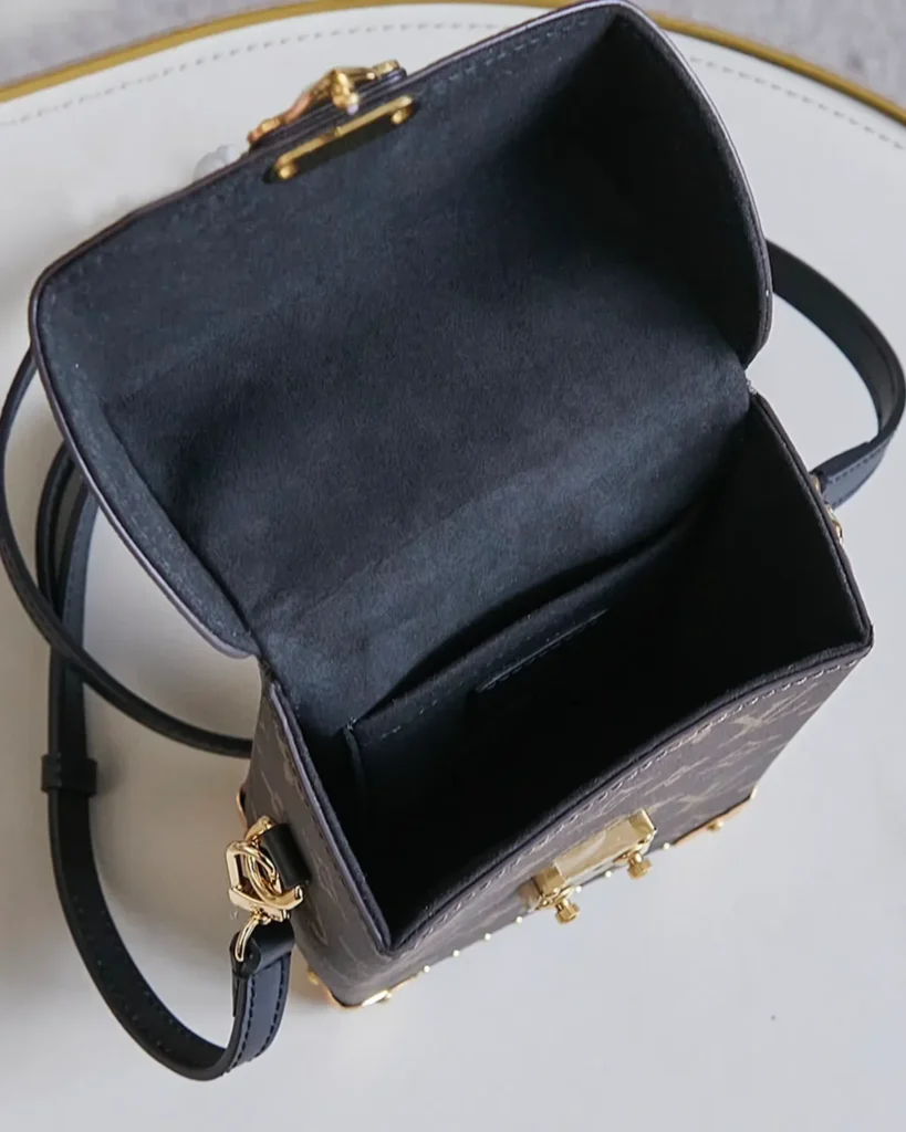 Two-Tone Monogram Vertical Box Bag — interior view