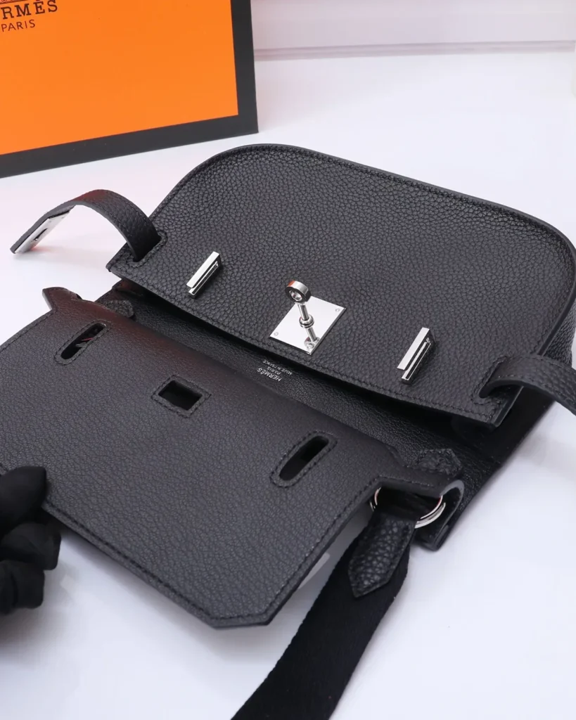Jypsiere-Inspired Charcoal Mini Crossbody Bag, open flap view