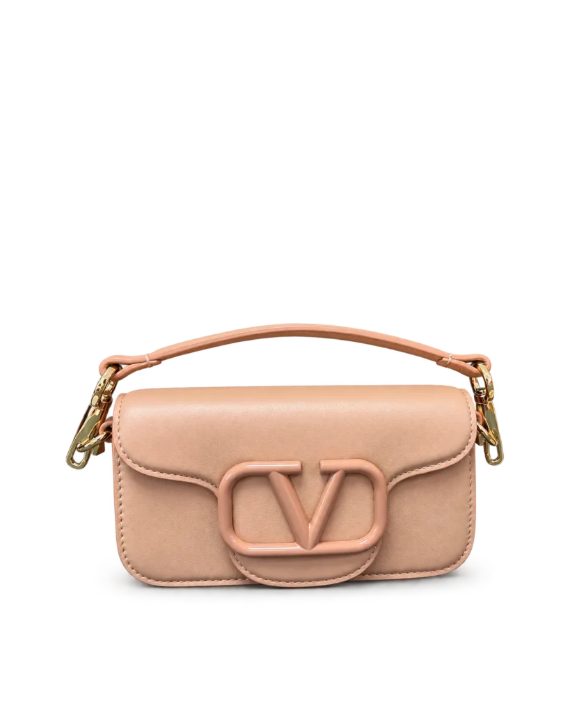 Beige Tonal-Ornament Flap Shoulder Bag — main view