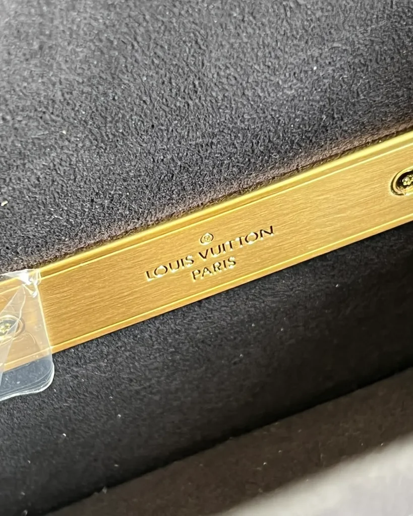 Two-Tone Brown Monogram Flap Bag — interior bar view
