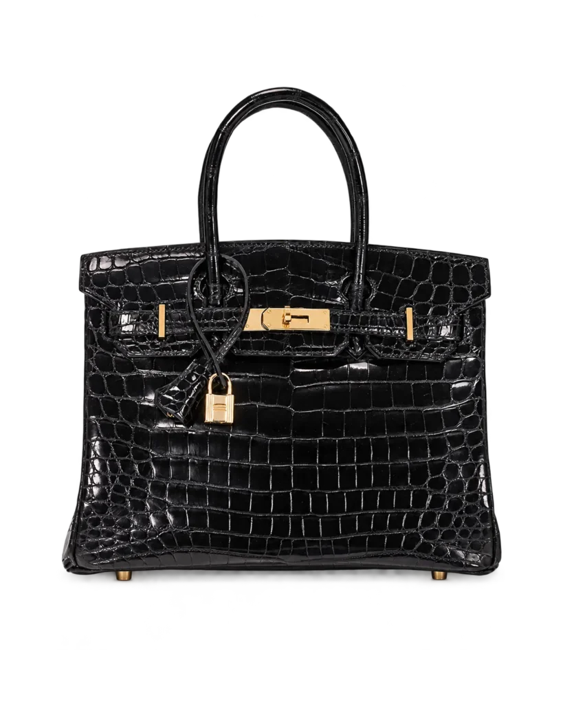 Black Glossy Scale-Texture Top-Handle Bag — main view