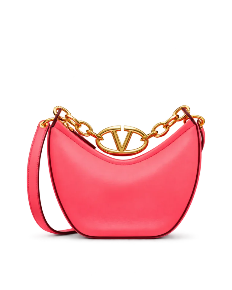 Bright Pink Crescent Chain Shoulder Bag — main view