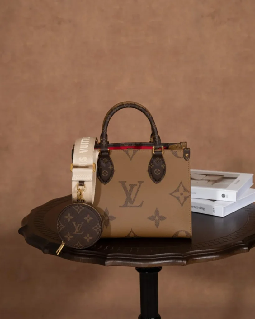 Brown Giant Monogram Tote with Round Pouch — reverse view