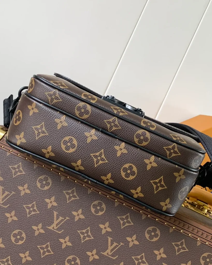Brown Monogram Black-Trim Messenger Bag — base view