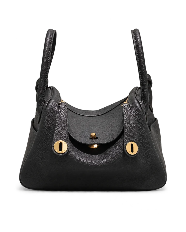 Black Folded Shoulder Bag with Gold-Tone Details — main view