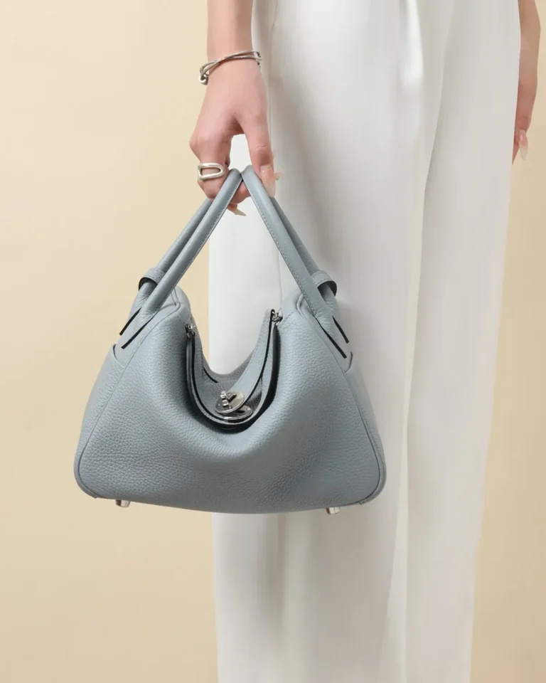 Ice Blue Folded Shoulder Bag — hand carry view