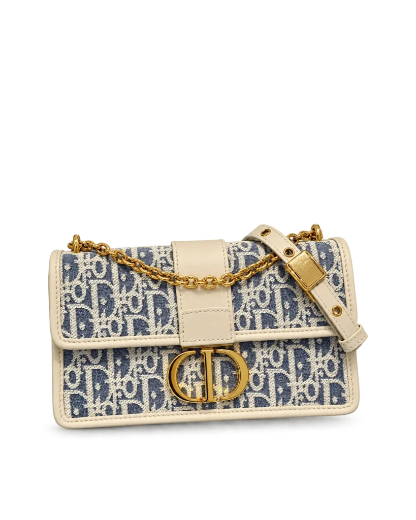 Blue and Cream Patterned Flap Bag — main view