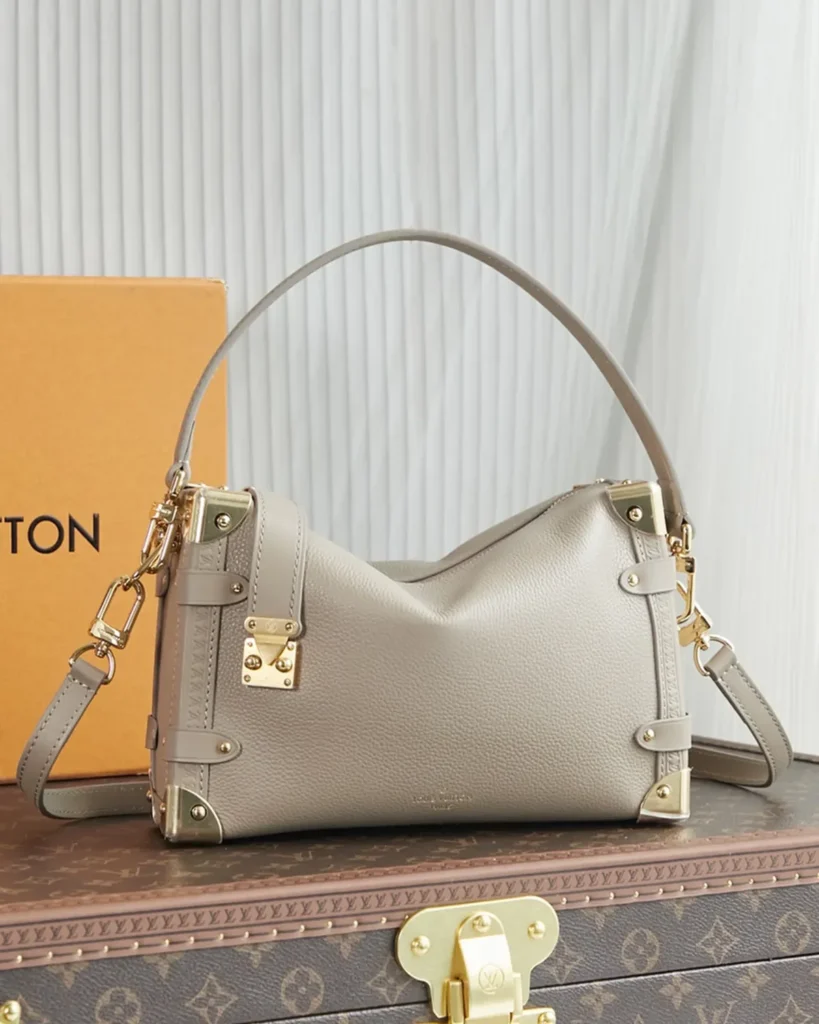 Taupe Corner-Plate Shoulder Bag — front view