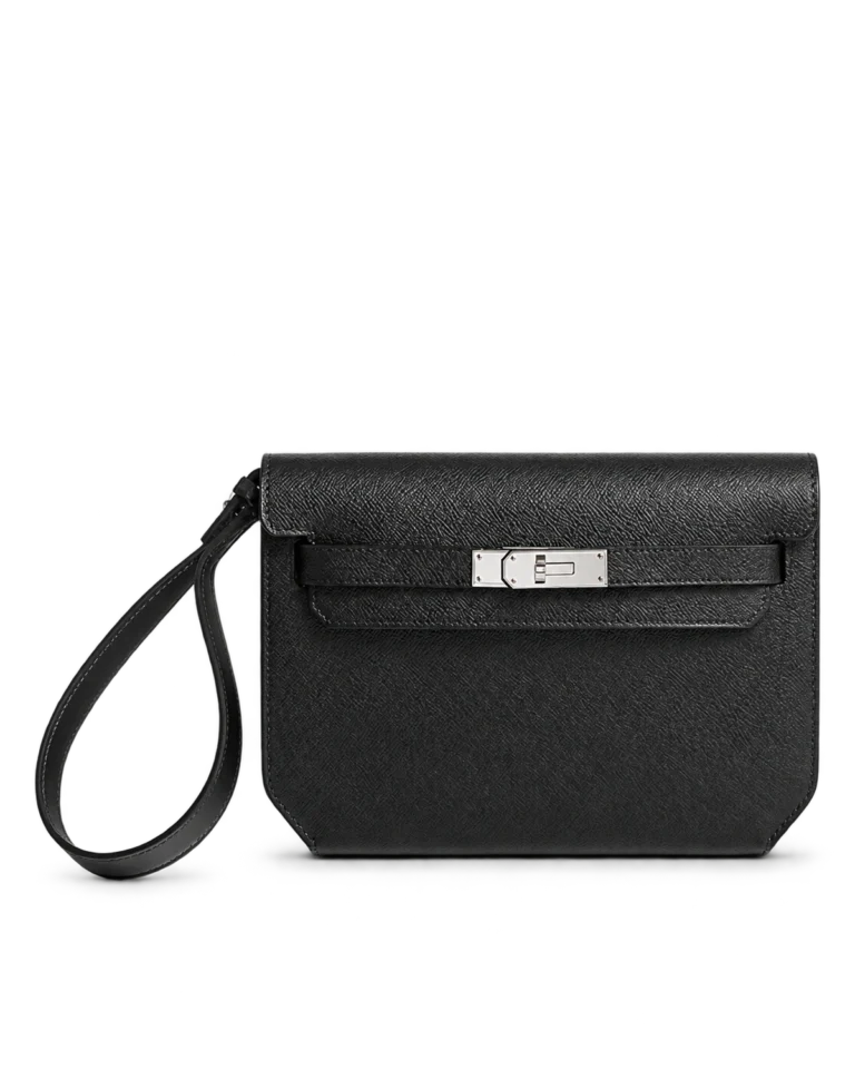 Kelly-Depeches-Inspired 25 Black Wristlet Pouch, front with wrist loop