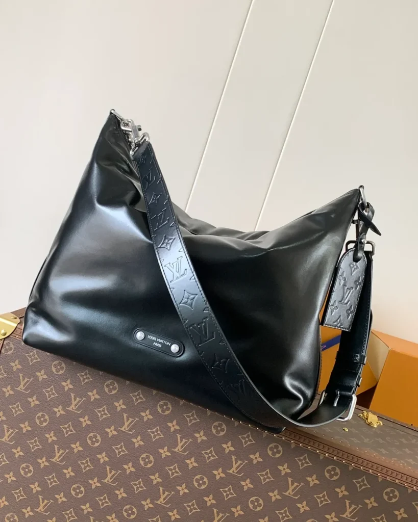 Black Slouchy Hobo Bag — front view